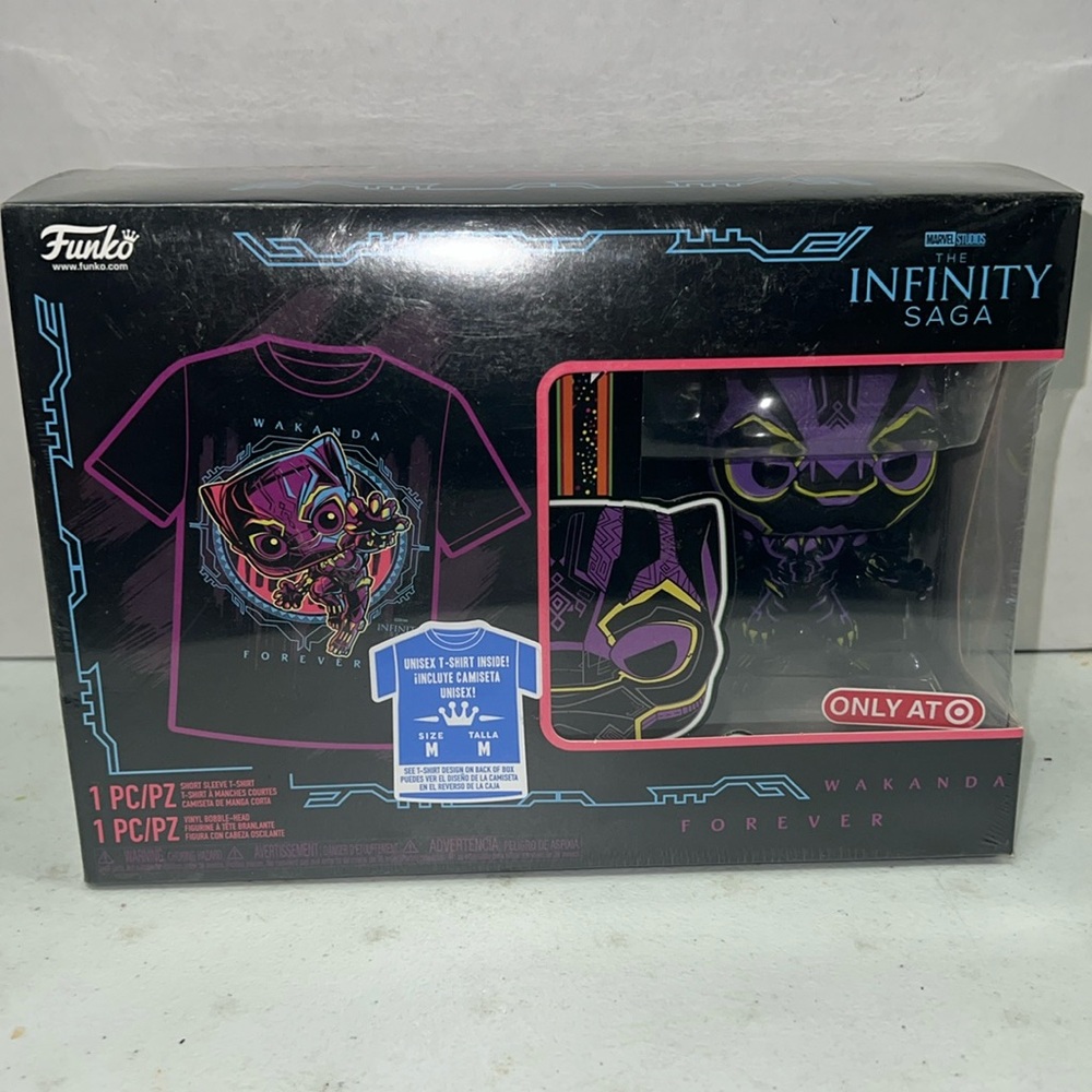 Funko POP Marvel Collectors box Blacklight - Black Panther POP & Tee Medium